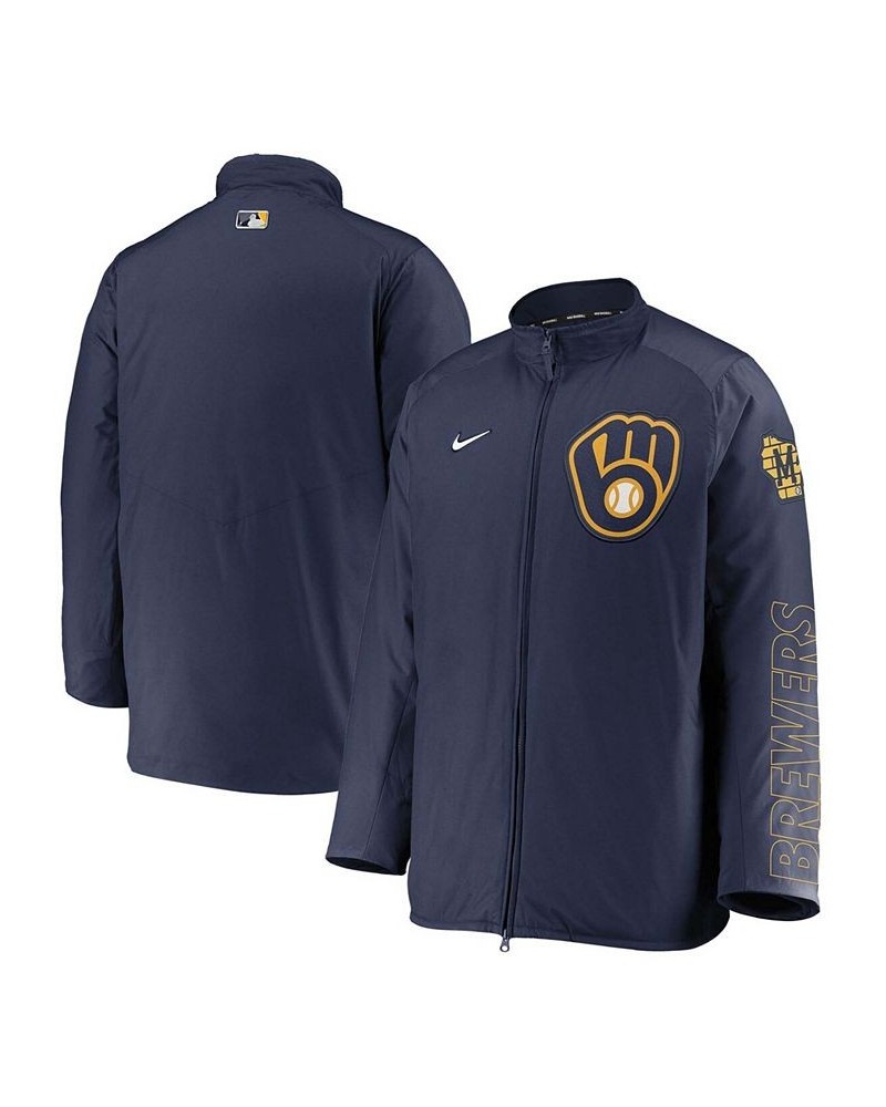 Men's Navy Milwaukee Brewers Authentic Collection Dugout Full-Zip Jacket $88.20 Jackets