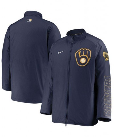 Men's Navy Milwaukee Brewers Authentic Collection Dugout Full-Zip Jacket $88.20 Jackets