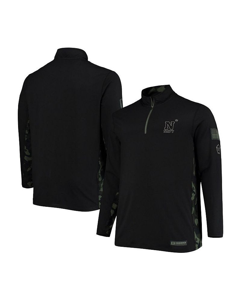 Men's Black Navy Midshipmen OHT Military-Inspired Appreciation Big and Tall Quarter-Zip Jacket $26.10 Jackets