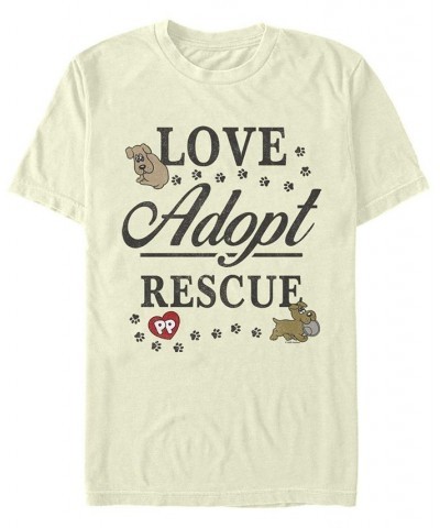 Men's Love Adopt Rescue Short Sleeve Crew T-shirt Tan/Beige $15.75 T-Shirts