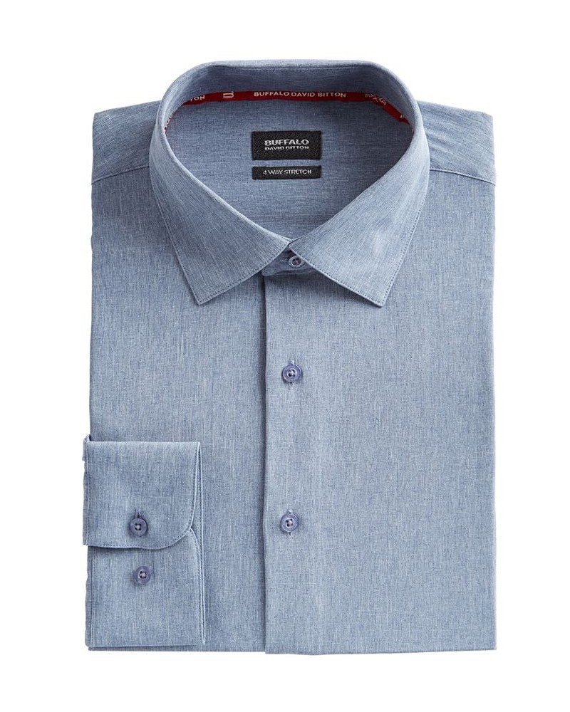 Men's Slim-Fit Performance Stretch Chambray Dress Shirt Blue $19.80 Dress Shirts