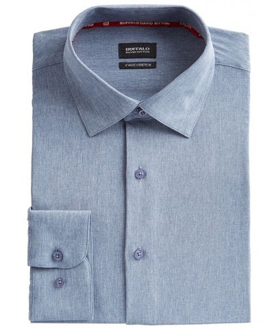 Men's Slim-Fit Performance Stretch Chambray Dress Shirt Blue $19.80 Dress Shirts