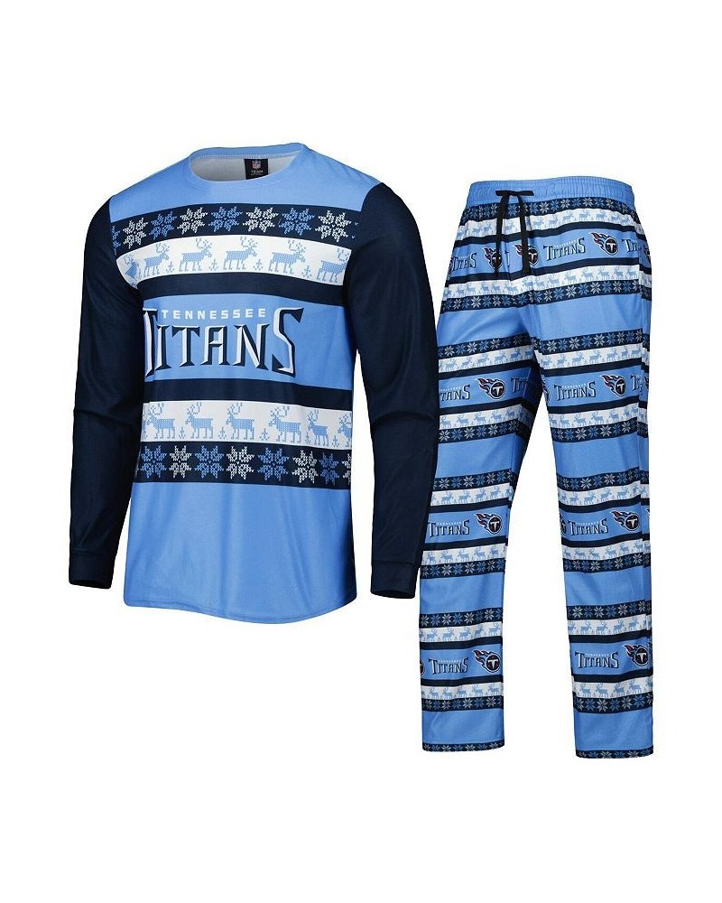 Men's Light Blue Tennessee Titans Team Ugly Pajama Set $38.40 Pajama