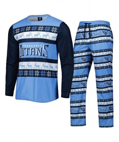 Men's Light Blue Tennessee Titans Team Ugly Pajama Set $38.40 Pajama