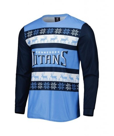 Men's Light Blue Tennessee Titans Team Ugly Pajama Set $38.40 Pajama