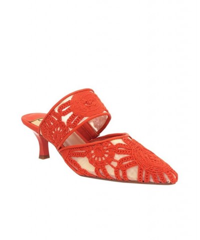 Women's Emina Crochet Embroidered Mesh Pumps Orange $36.90 Shoes