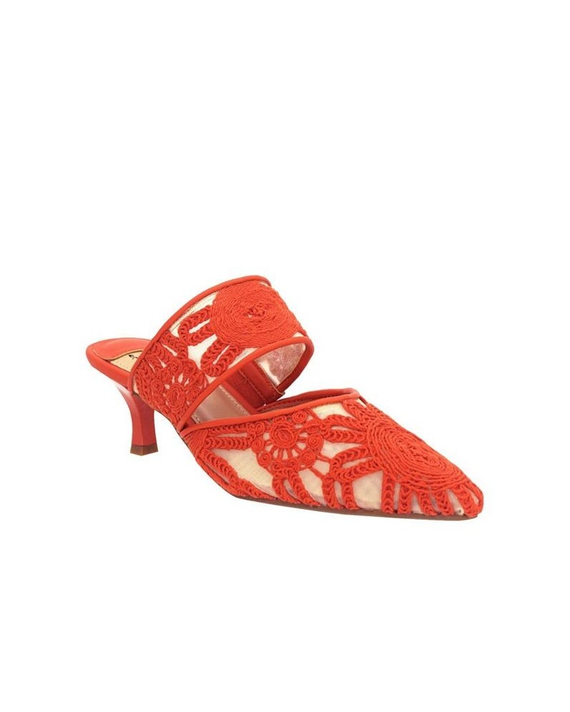 Women's Emina Crochet Embroidered Mesh Pumps Orange $36.90 Shoes