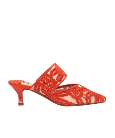 Women's Emina Crochet Embroidered Mesh Pumps Orange $36.90 Shoes