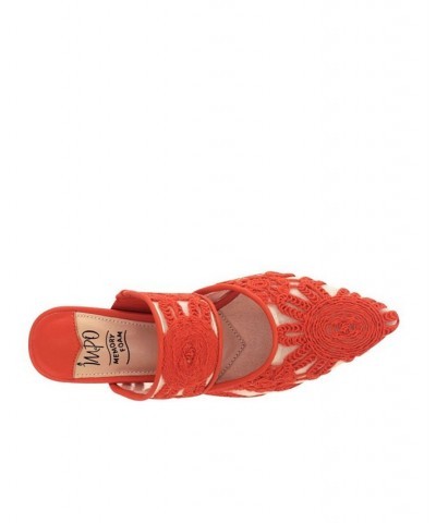 Women's Emina Crochet Embroidered Mesh Pumps Orange $36.90 Shoes