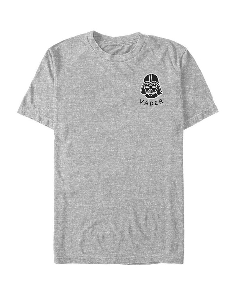 Star Wars Men's Darth Vader Small Helmet Patch Short Sleeve T-Shirt Gray $14.00 T-Shirts