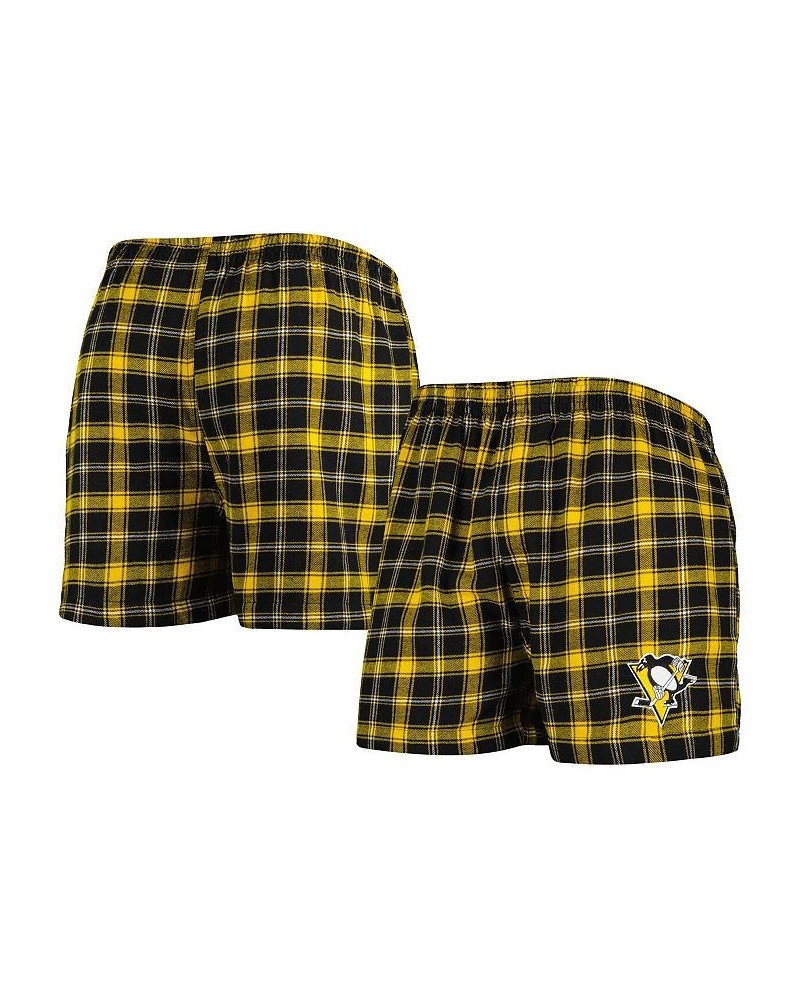 Men's Black, Gold Pittsburgh Penguins Ledger Flannel Boxers $19.24 Underwear