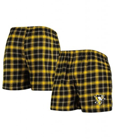 Men's Black, Gold Pittsburgh Penguins Ledger Flannel Boxers $19.24 Underwear