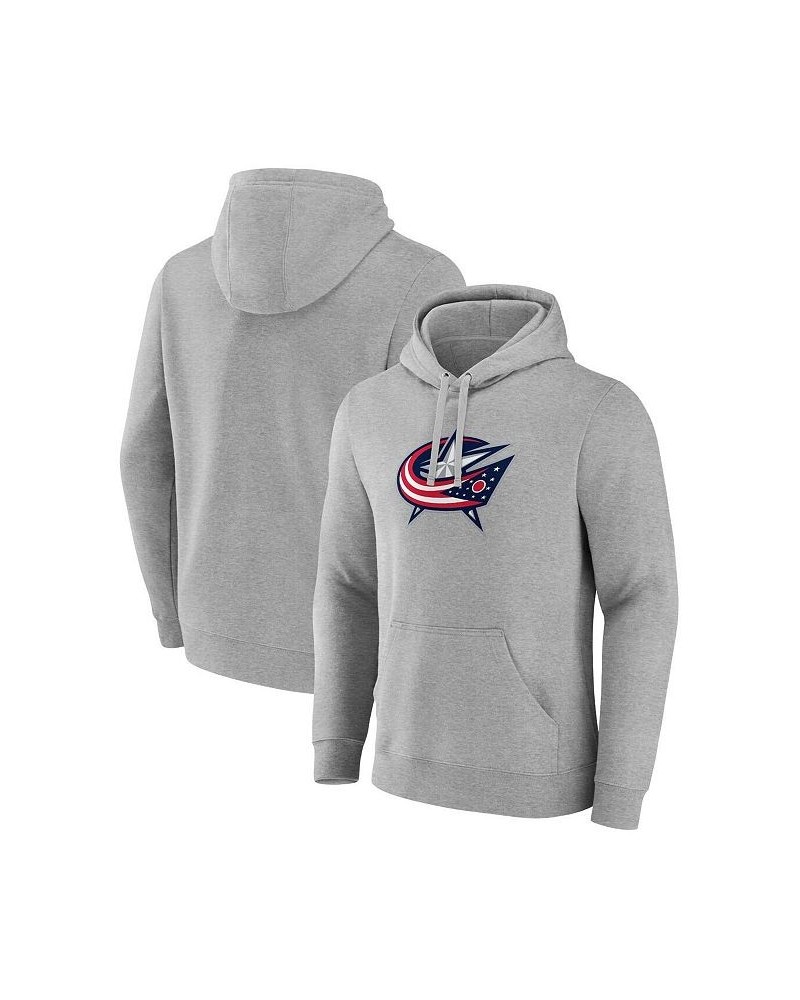 Men's Branded Heather Gray Columbus Blue Jackets Primary Logo Pullover Hoodie $33.75 Sweatshirt