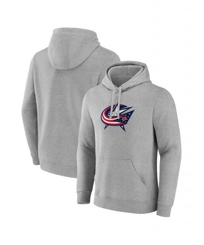 Men's Branded Heather Gray Columbus Blue Jackets Primary Logo Pullover Hoodie $33.75 Sweatshirt