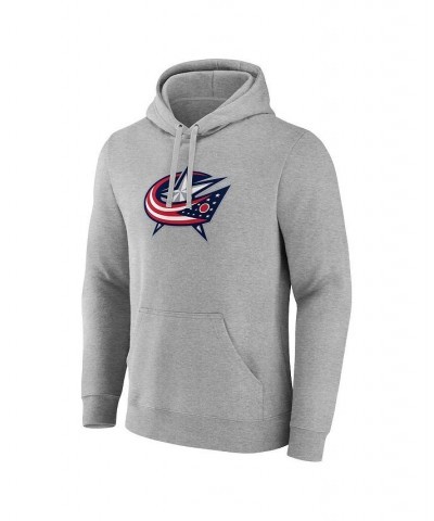 Men's Branded Heather Gray Columbus Blue Jackets Primary Logo Pullover Hoodie $33.75 Sweatshirt