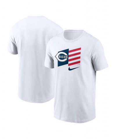 Men's White Cincinnati Reds Americana Flag T-shirt $20.70 T-Shirts