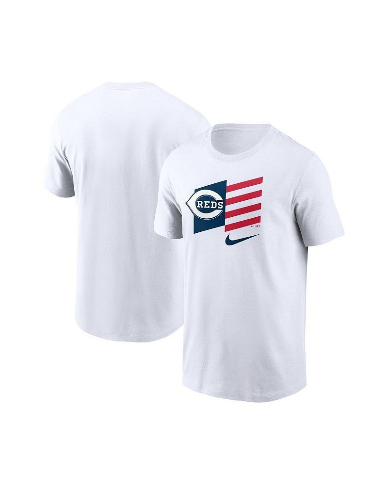 Men's White Cincinnati Reds Americana Flag T-shirt $20.70 T-Shirts