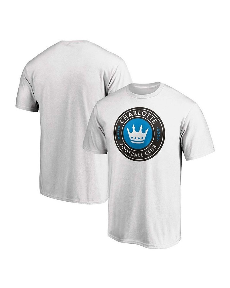 Men's White Charlotte FC Primary Logo Team T-shirt $17.04 T-Shirts