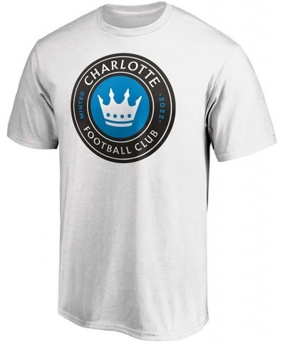 Men's White Charlotte FC Primary Logo Team T-shirt $17.04 T-Shirts