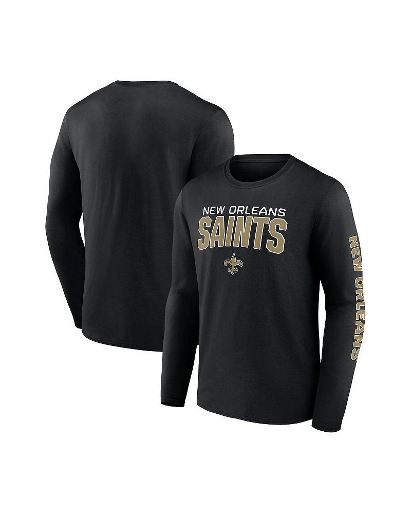 Men's Branded Black New Orleans Saints Wordmark Go the Distance Long Sleeve T-shirt $22.08 T-Shirts