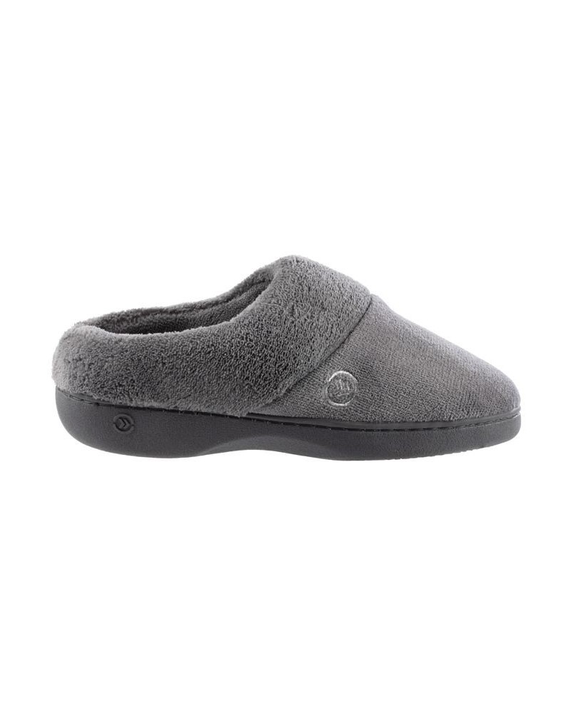 Women's Micro Terry Sport Hoodback Slippers Gray $11.44 Shoes