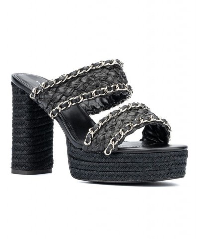 Women's Maia Wide Width Heels Sandals Black $39.37 Shoes