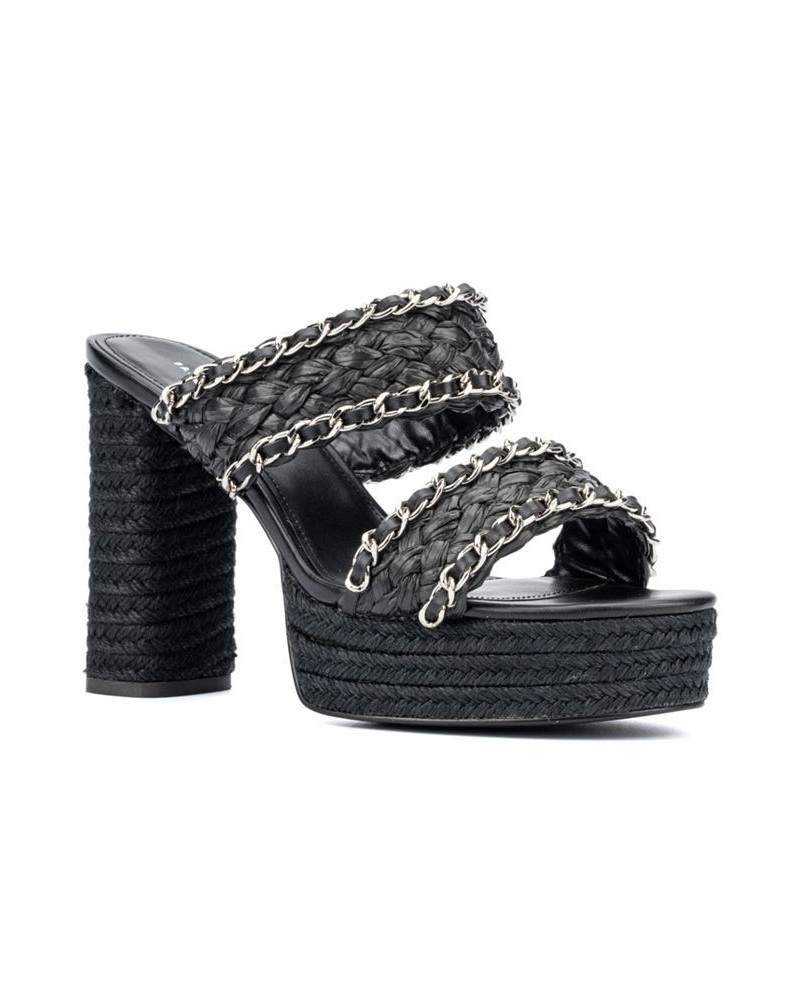 Women's Maia Wide Width Heels Sandals Black $39.37 Shoes