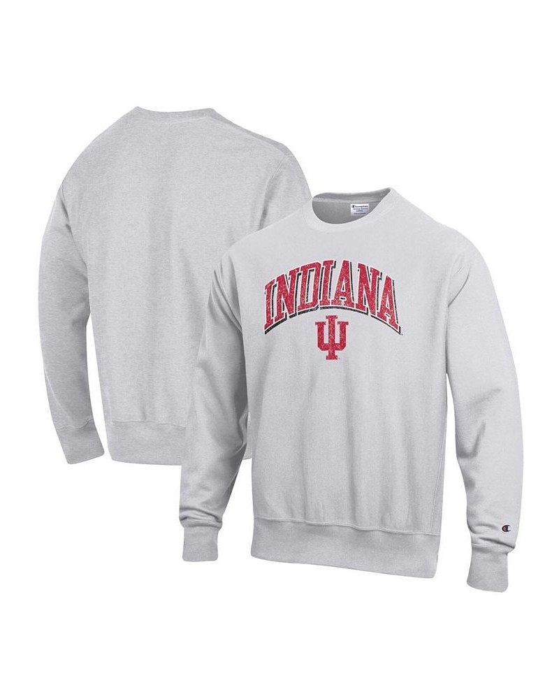 Men's Gray Indiana Hoosiers Arch Over Logo Reverse Weave Pullover Sweatshirt $34.85 Sweatshirt