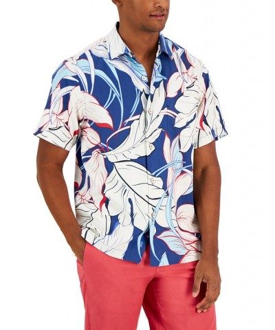 Men's Jacquard Fronds Isles Shirt Blue $44.77 Shirts