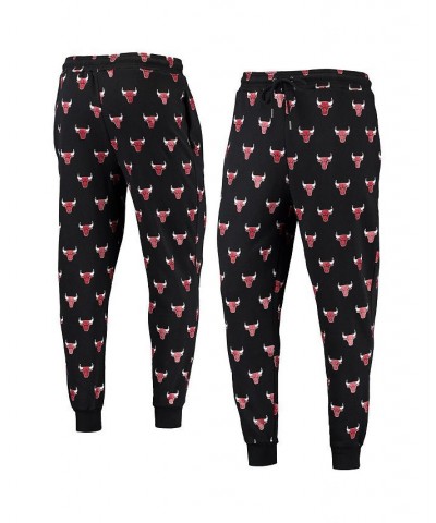 Men's Black Chicago Bulls Allover Logo Jogger Pants $33.60 Pants