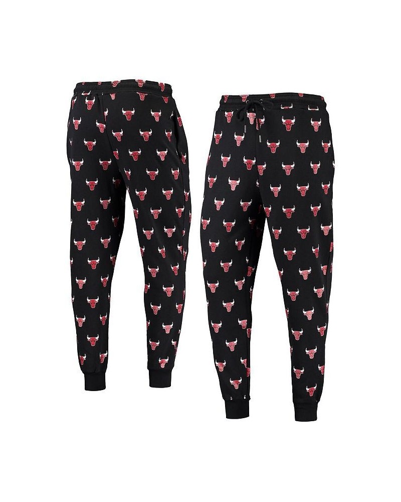 Men's Black Chicago Bulls Allover Logo Jogger Pants $33.60 Pants