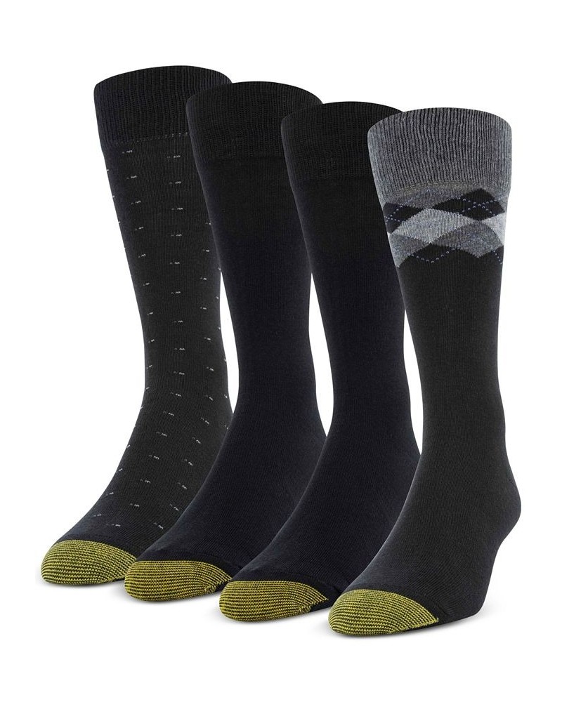 Men's 4-Pack Casual Argyle Crew Socks Black $11.05 Socks