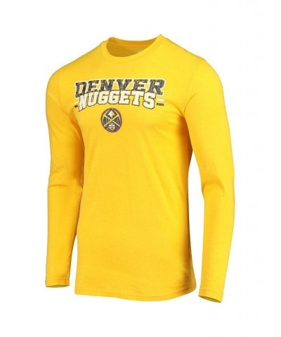 Men's Gold, Navy Denver Nuggets Long Sleeve T-shirt and Pants Sleep Set $31.50 Pajama