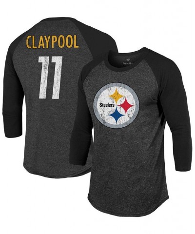 Men's Chase Claypool Black Pittsburgh Steelers Team Player Name Number Tri-Blend Raglan 3/4 Sleeve T-shirt $24.93 T-Shirts