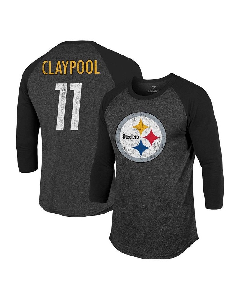 Men's Chase Claypool Black Pittsburgh Steelers Team Player Name Number Tri-Blend Raglan 3/4 Sleeve T-shirt $24.93 T-Shirts