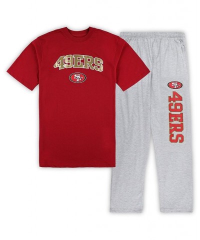 Men's Scarlet, Heather Gray San Francisco 49ers Big and Tall T-shirt and Pajama Pants Sleep Set $45.89 Pajama