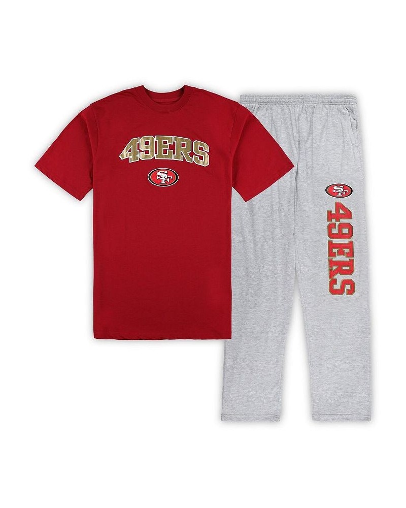 Men's Scarlet, Heather Gray San Francisco 49ers Big and Tall T-shirt and Pajama Pants Sleep Set $45.89 Pajama