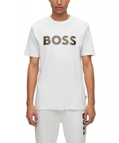 BOSS Men's Interlock Cotton Monogram-Filled Logo T-shirt White $58.88 T-Shirts