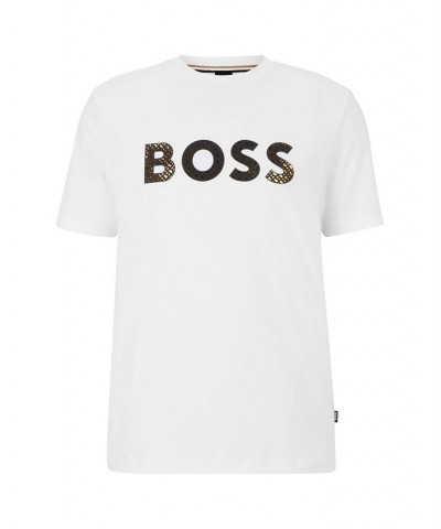 BOSS Men's Interlock Cotton Monogram-Filled Logo T-shirt White $58.88 T-Shirts