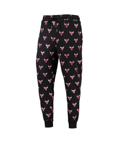 Men's Black Chicago Bulls Allover Logo Jogger Pants $33.60 Pants