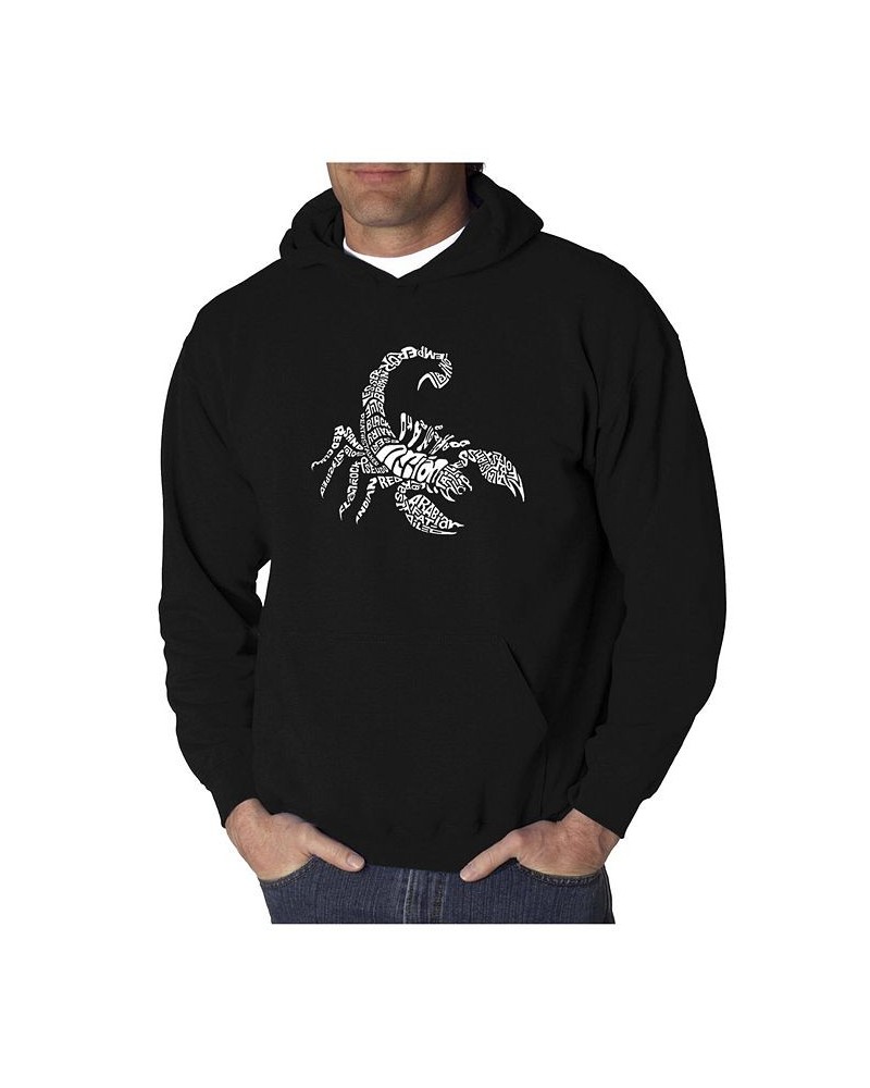 Men's Word Art Hooded Sweatshirt - Types of Scorpions Black $25.20 Sweatshirt