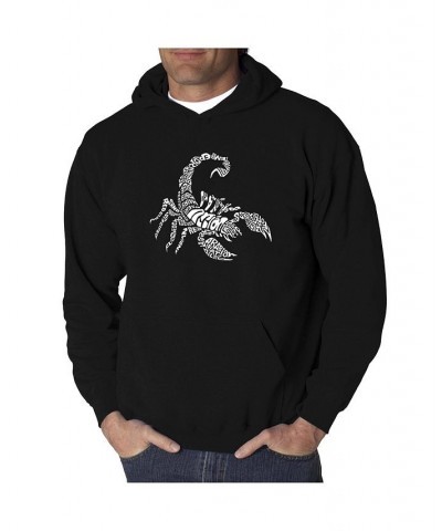 Men's Word Art Hooded Sweatshirt - Types of Scorpions Black $25.20 Sweatshirt