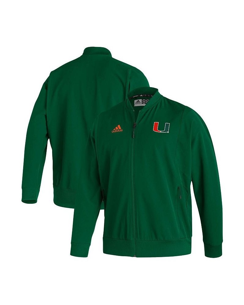 Men's Green Miami Hurricanes 2021 Sideline Woven Primeblue Full-Zip Bomber Jacket $29.20 Jackets