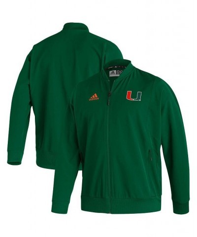 Men's Green Miami Hurricanes 2021 Sideline Woven Primeblue Full-Zip Bomber Jacket $29.20 Jackets