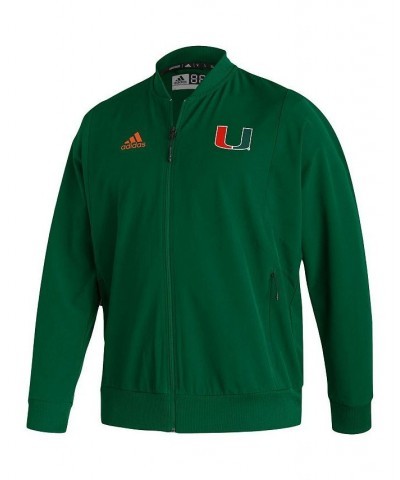 Men's Green Miami Hurricanes 2021 Sideline Woven Primeblue Full-Zip Bomber Jacket $29.20 Jackets