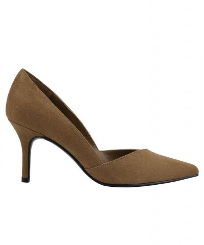 Women's Tuscany Slip On Stiletto Dress Pumps Brown $39.16 Shoes