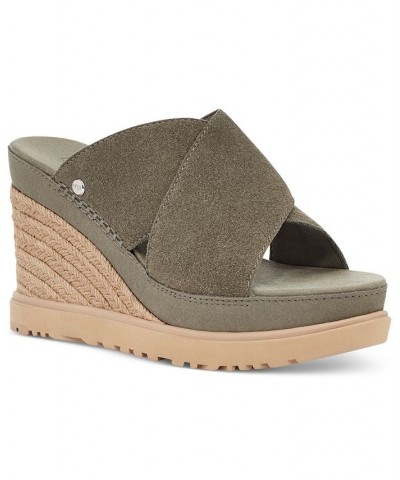 Women's Abbot Slip-On Crisscross Espadrille Wedge Sandals Green $66.00 Shoes