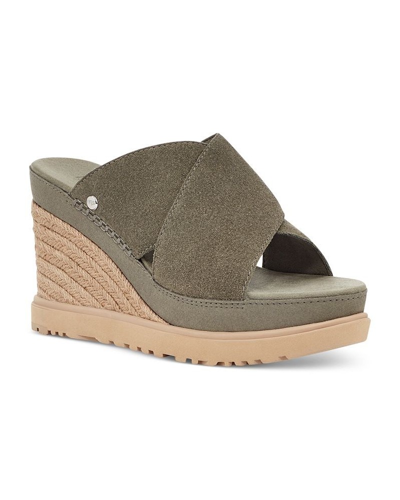 Women's Abbot Slip-On Crisscross Espadrille Wedge Sandals Green $66.00 Shoes