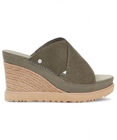 Women's Abbot Slip-On Crisscross Espadrille Wedge Sandals Green $66.00 Shoes