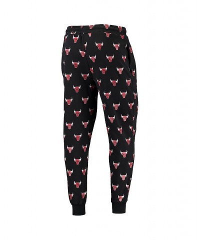 Men's Black Chicago Bulls Allover Logo Jogger Pants $33.60 Pants